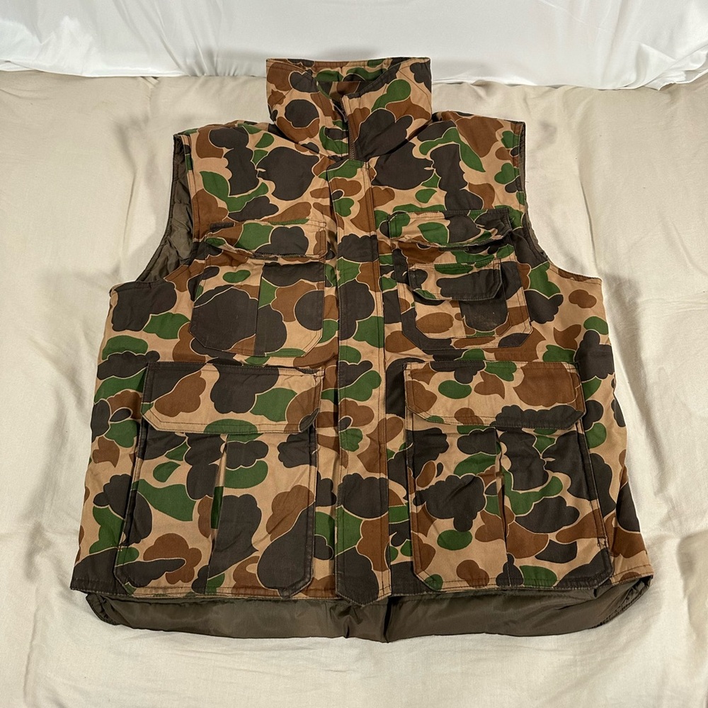 Trophy Club Vintage Vest Large Green  Camouflage Down Filled Hunting Gorpcore